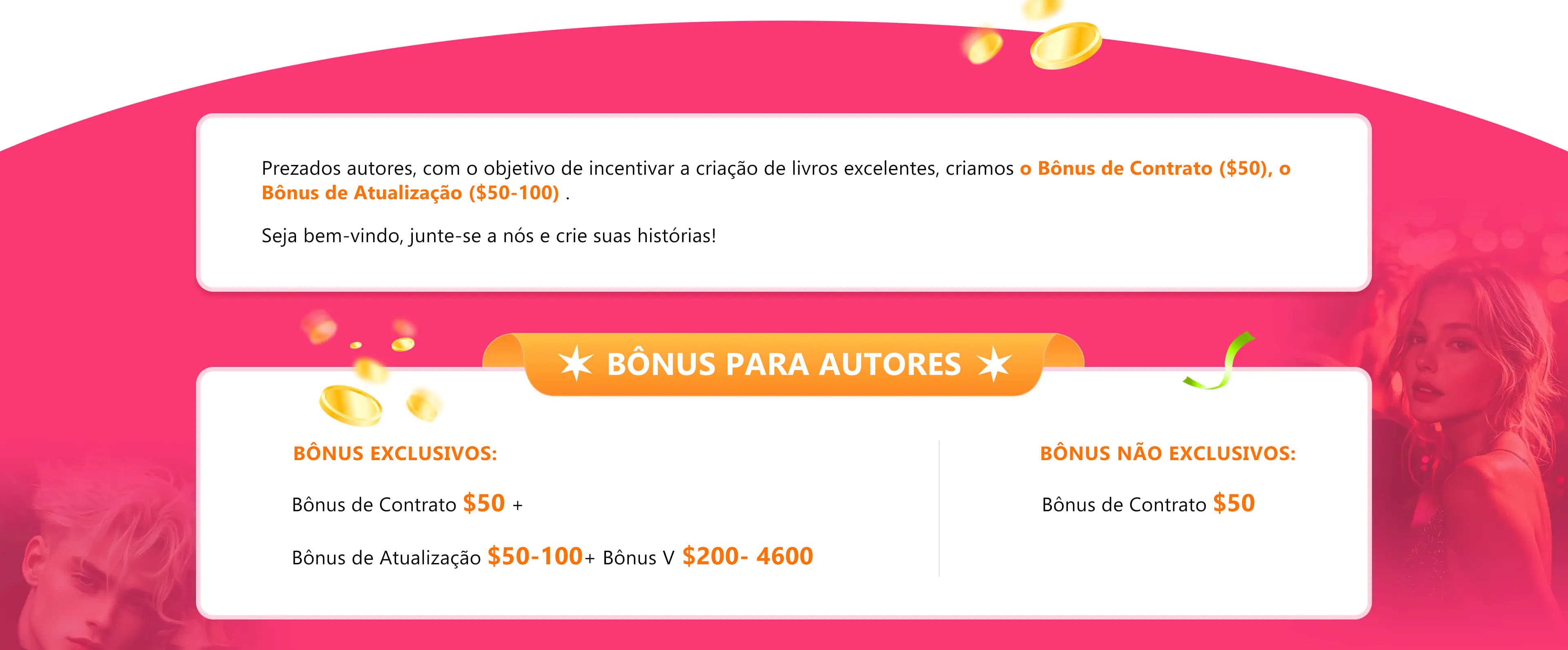Benefícios para escritores da NovelSnack - banner desktop 2